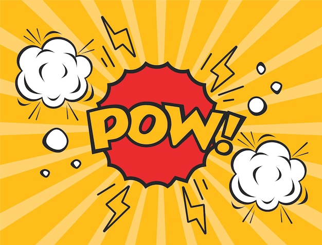 Comic pow bang graphic splash background banner concept flat graphic design illustration