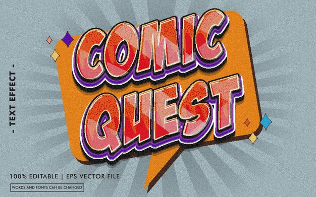 Comic quest text effect style