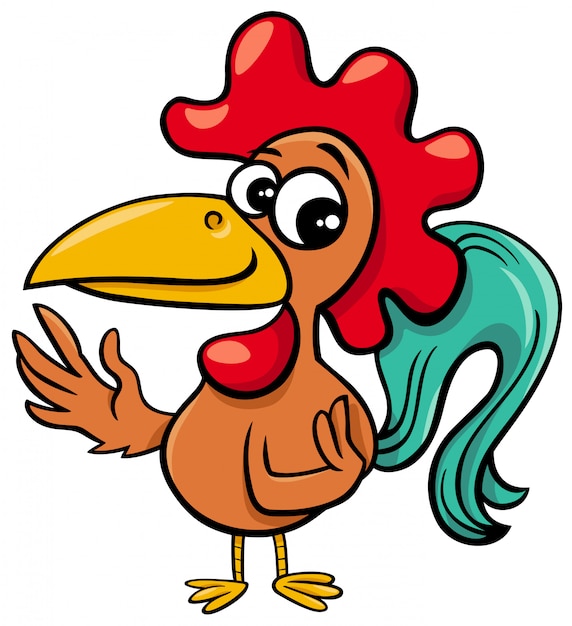 Comic rooster farm animal cartoon character