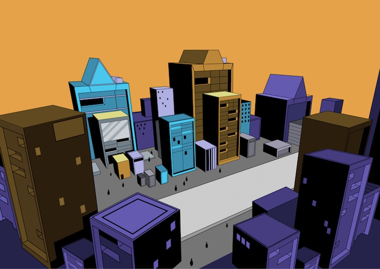 Vector comic scene, city background for making illustrations in print media or website.