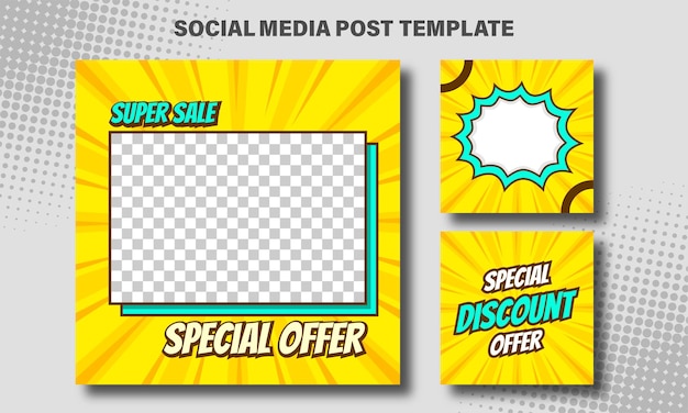 Vector comic social media template post