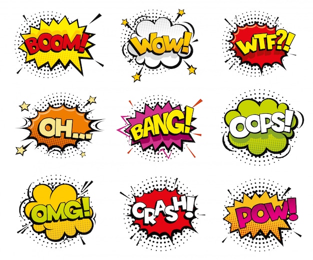 Comic sound effects in pop art style