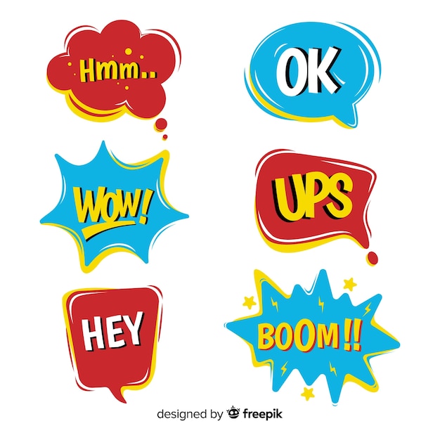 comic speech bubble collection in red and blue