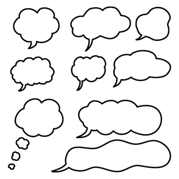 Comic Speech bubble Hand drawn doodle cloud text Message conversation communication shape