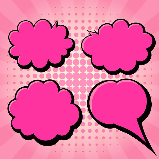 Comic speech bubble set collection vector illustration