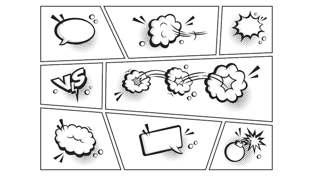 コミックスピーチバブルベクトルセット漫画balloonexpression雲ポップアートユーモアイラスト