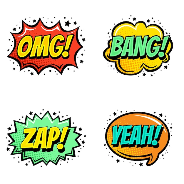 Vector comic speech bubble with text collection set