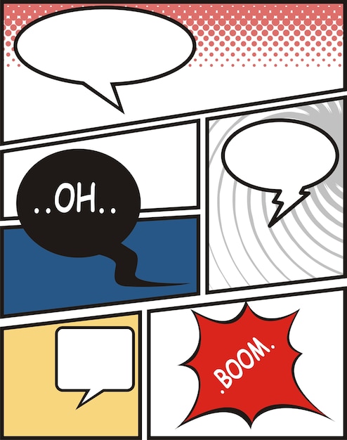 Comic speech bubbles and comic strip background 