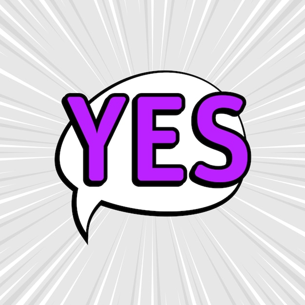 comic speech bubbles isolated with text yes