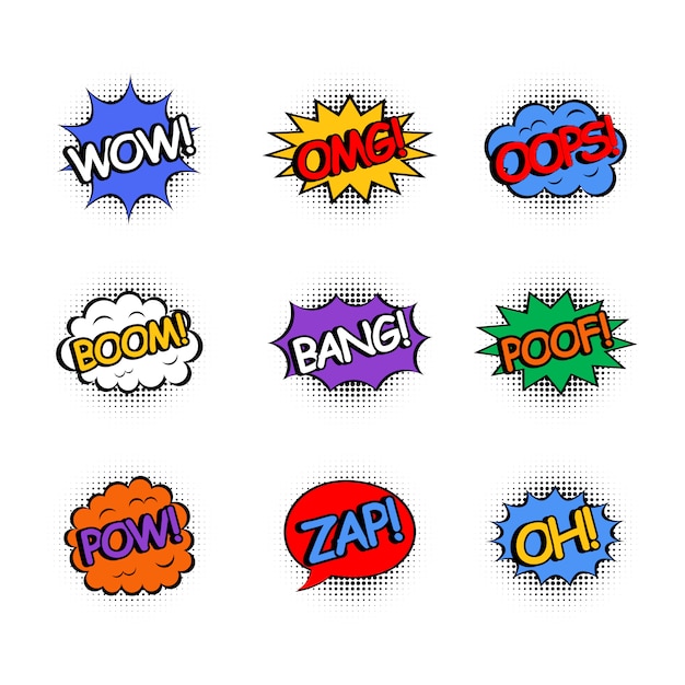 comic speech bubbles set isolated