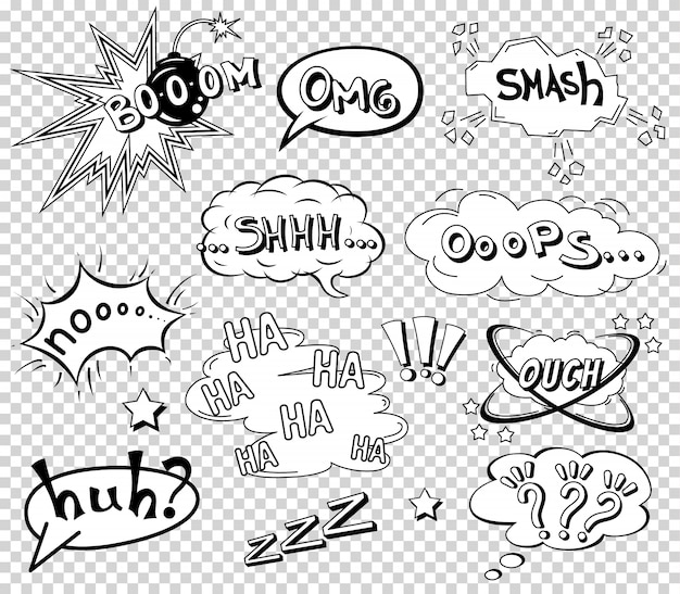 Vector comic speech bubbles set, wording sound effect