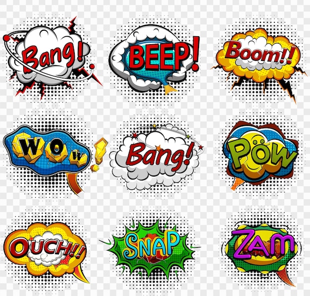 Vector comic speech bubbles on transparent background vector