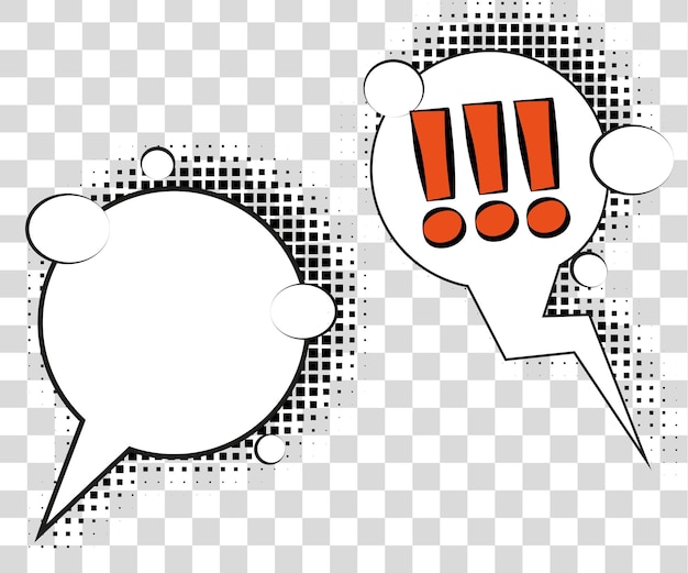 Vector comic speech bubbles with halftone shadows vector illustration