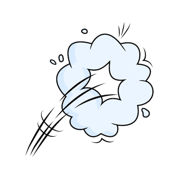 Comic speed cloud vector icon catroon motion puff effect explosion bubble jump with smoke or dust