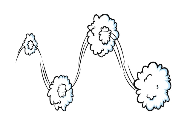 Vector comic speed effect with clouds comic clouds with motion trail lines