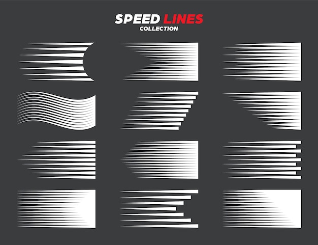 Comic speed motion lines collection Vector illustration