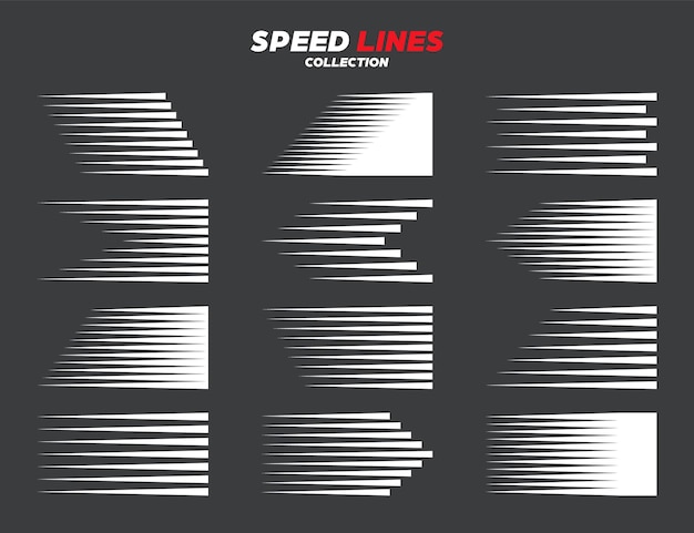 ベクトル comic speed motion lines collection vector illustration