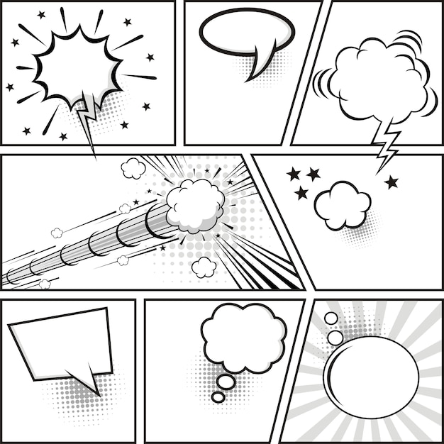 Vector comic strip and comic speech bubbles