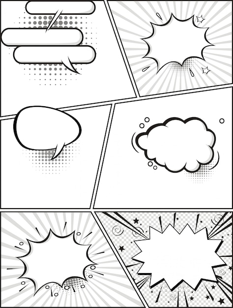 Vector comic strip and comic speech bubbles