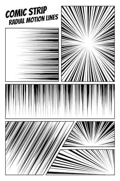 Комикс полосы радиальные линии движения набор аниме комиксы книга герой скорость или борьба действия текстурные лучи манга