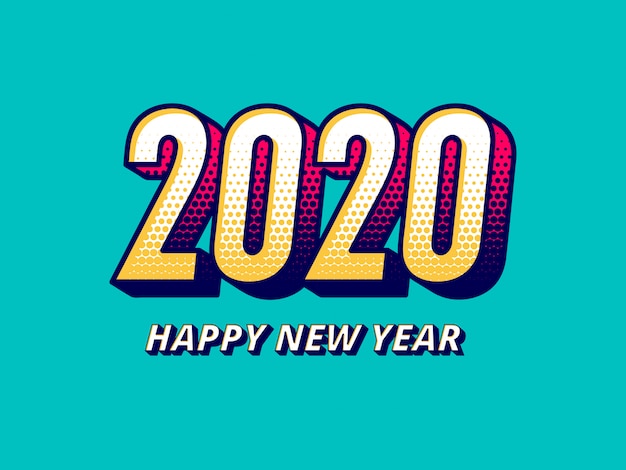 Comic style 2020 new year greeting