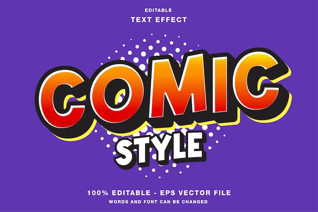 Vector comic style 3d editable text effect