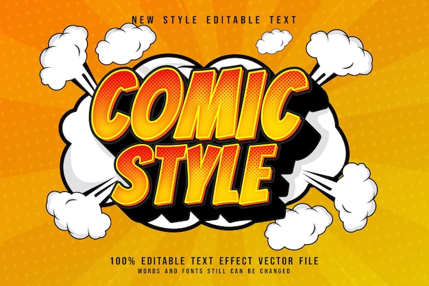 Редактируемый текстовый эффект в стиле комиксов 3-х мерное тиснение в мультяшном стиле комиксов