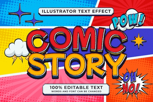 Vector comic style editable text effect on halftone background