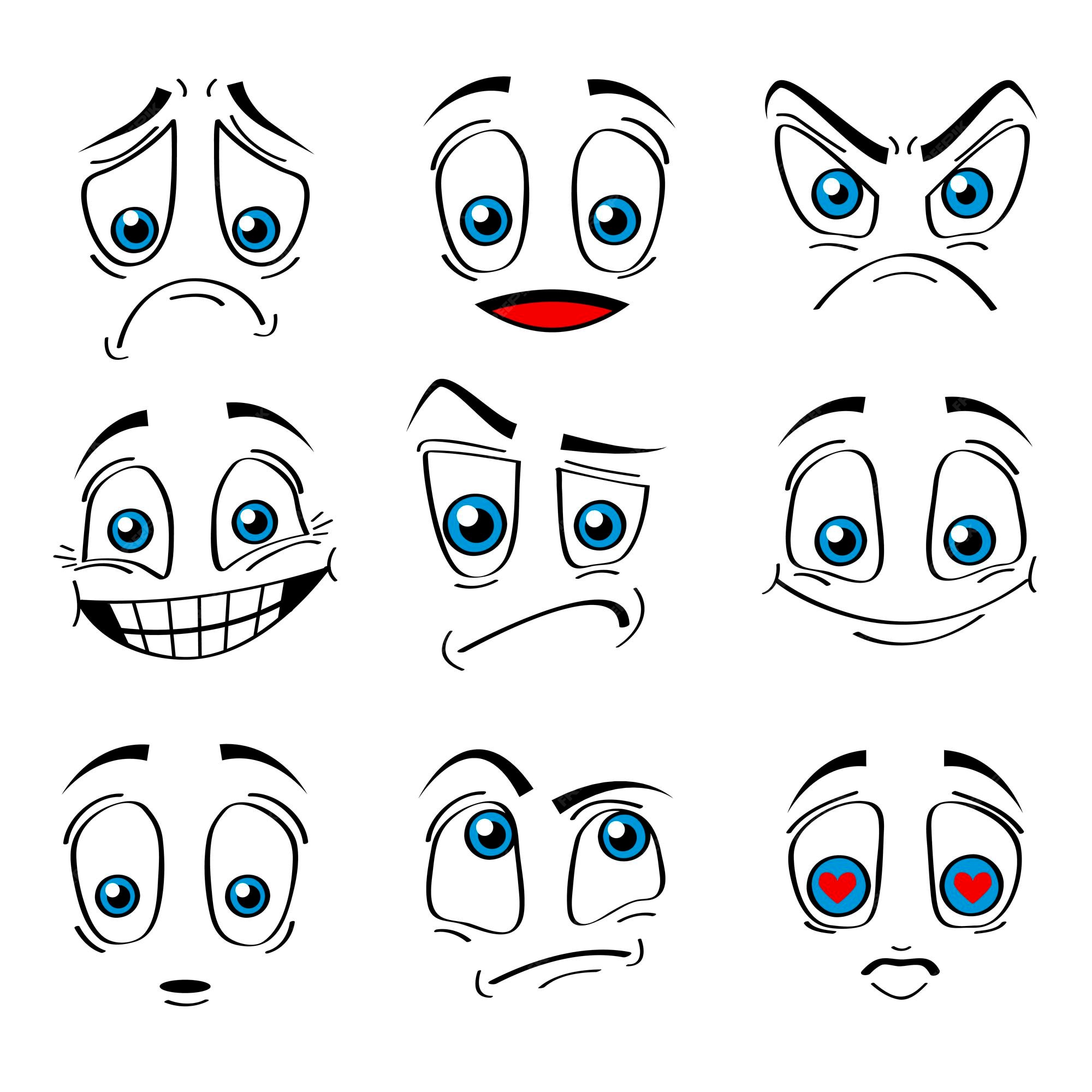 Premium Vector  Comic face expressions set