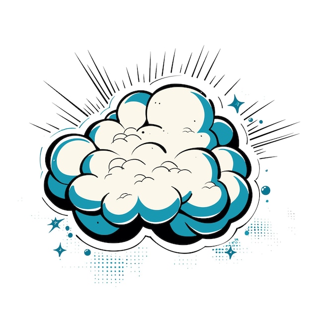 Vector comic style halftone cloud illustration vector design