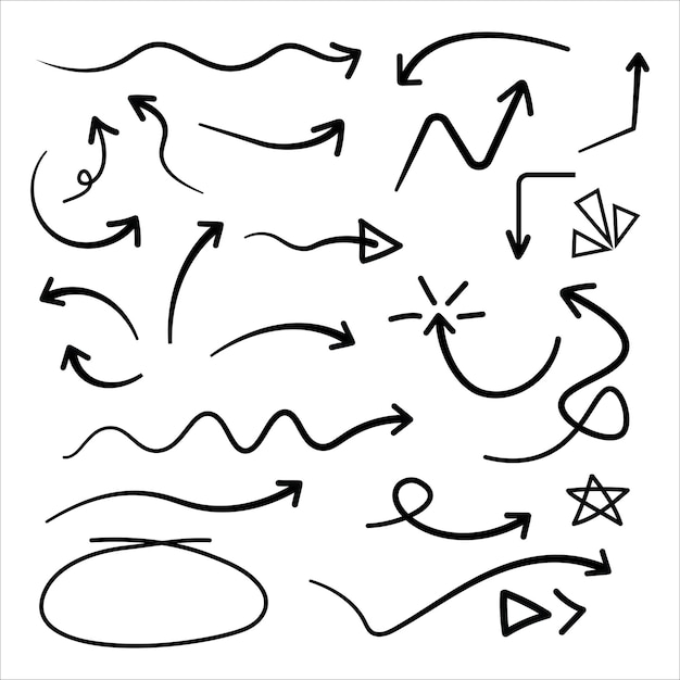 comic style hand drawn arrows set