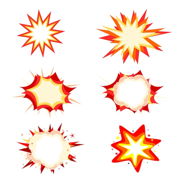 Comic style orange and red explosion bubbles