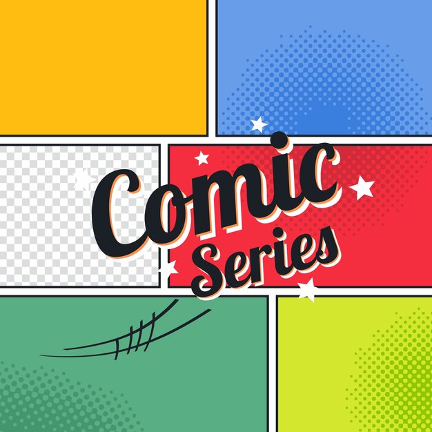 Vector comic template element with speech bubble halftone art