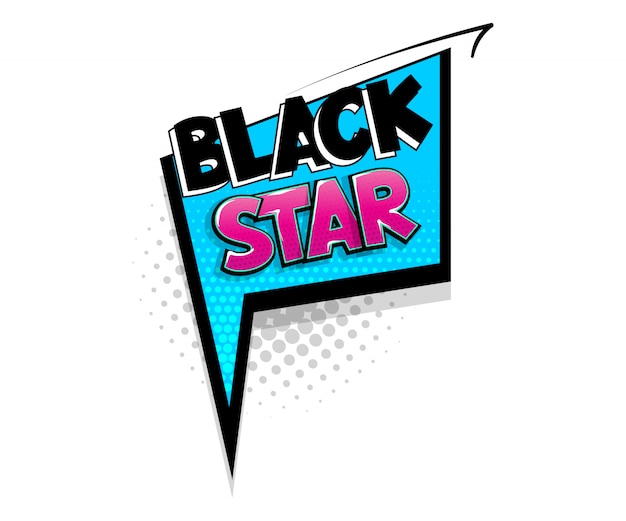 Комический текст черная звезда на речи пузырь мультяшном стиле поп-арт