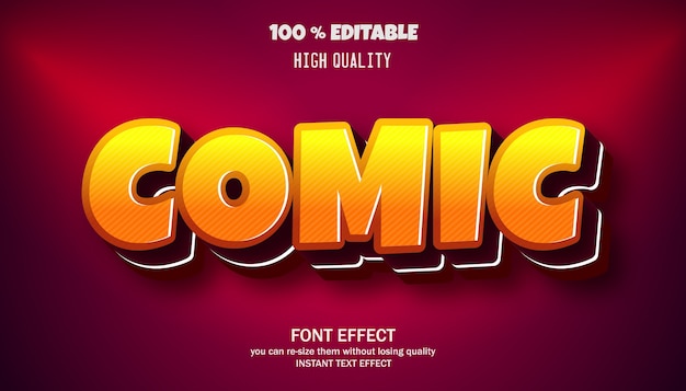 Vector comic text effect, editable font