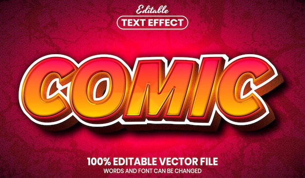 Comic text, font style editable text effect