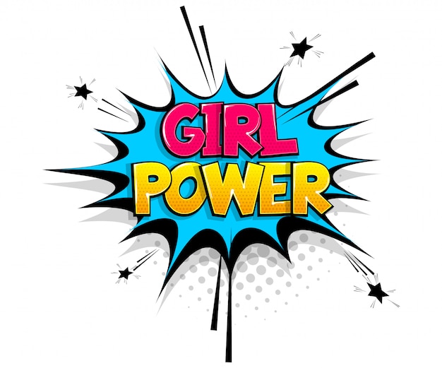 Comic text girl power on speech bubble cartoon pop art style