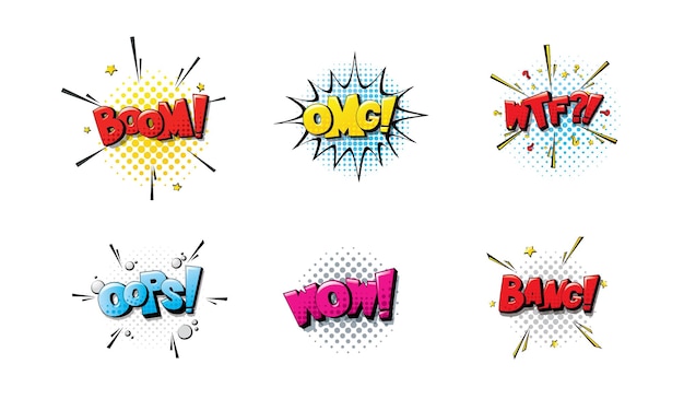 Vector comic vector frame collection comic design in the style of pop art color graphics