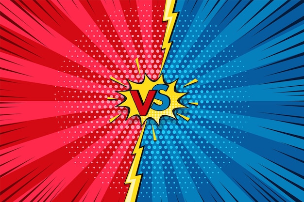 Comic versus background. Pop art cartoon print. Vector illustration.