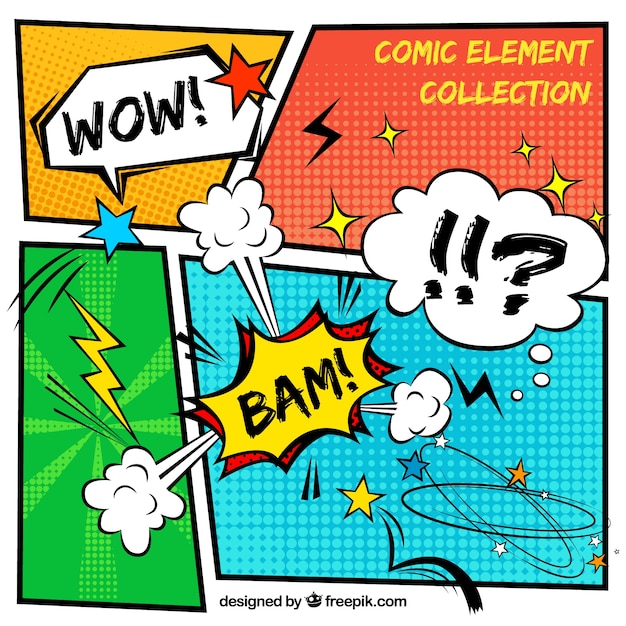 Vector comic vignettes with onomatopoeia