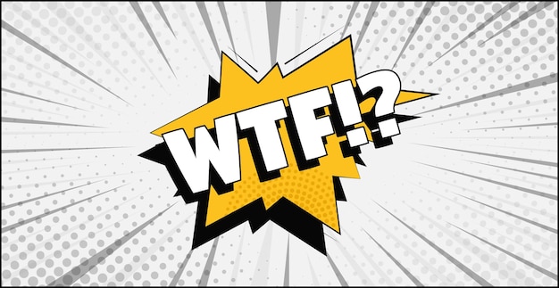 Вектор Комическая зум-надпись wtf на цветном фоне вектор