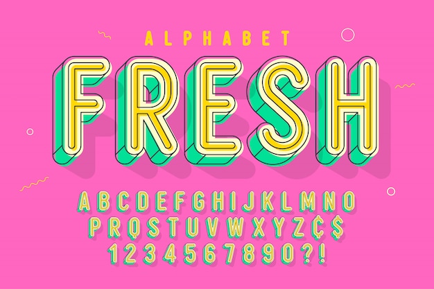 Comical linear font  , colorful alphabet, typeface