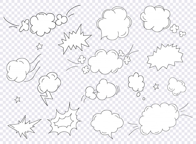 Modello di layout vuoto stile pop art fumetti con travi di nuvole.