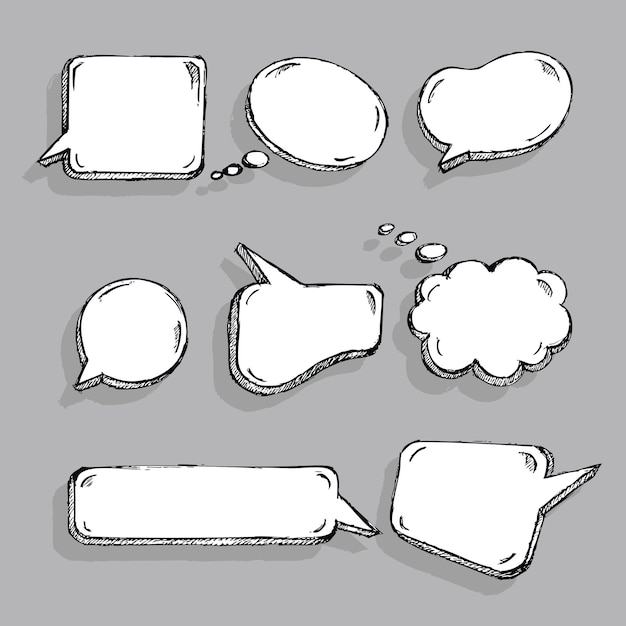 Comics speech bubbles sketch set