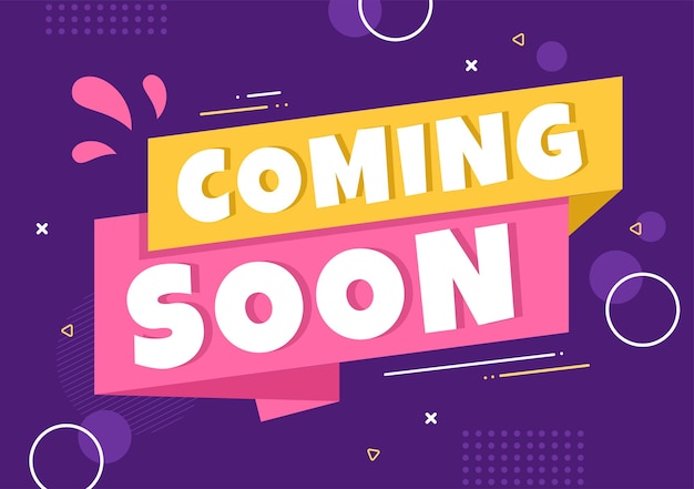 Coming soon background vector illustration. business advertising with sign or label design for sale serve as a banner, poster and promotion announce card