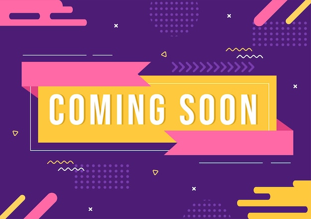 Coming soon background vector illustration. business advertising with sign or label design for sale serve as a banner, poster and promotion announce card