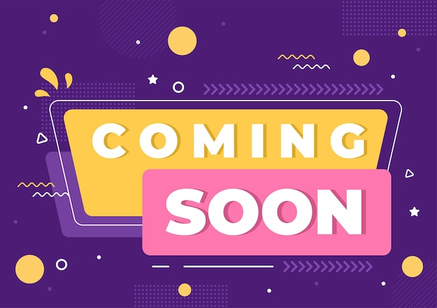 Coming soon background vector illustration. business advertising with sign or label design for sale serve as a banner, poster and promotion announce card