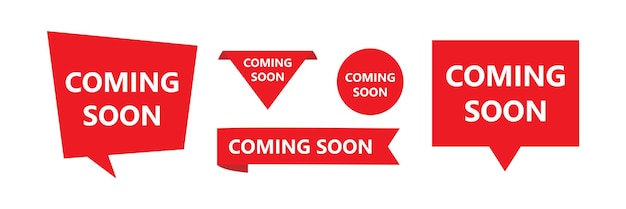 Coming soon label banner for new product release promotion