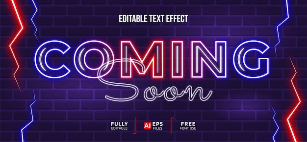 Coming soon neon editable text effect