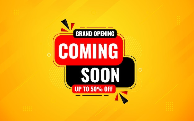 Vector coming soon sale banner vector template grand opening vector graphic element super shop label tag